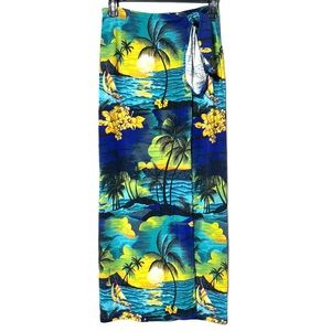 Vintage Hawaiian 🌺 Luau Aloha Tropical Palm Trees Wrap Sarong Cover-Up Skirt